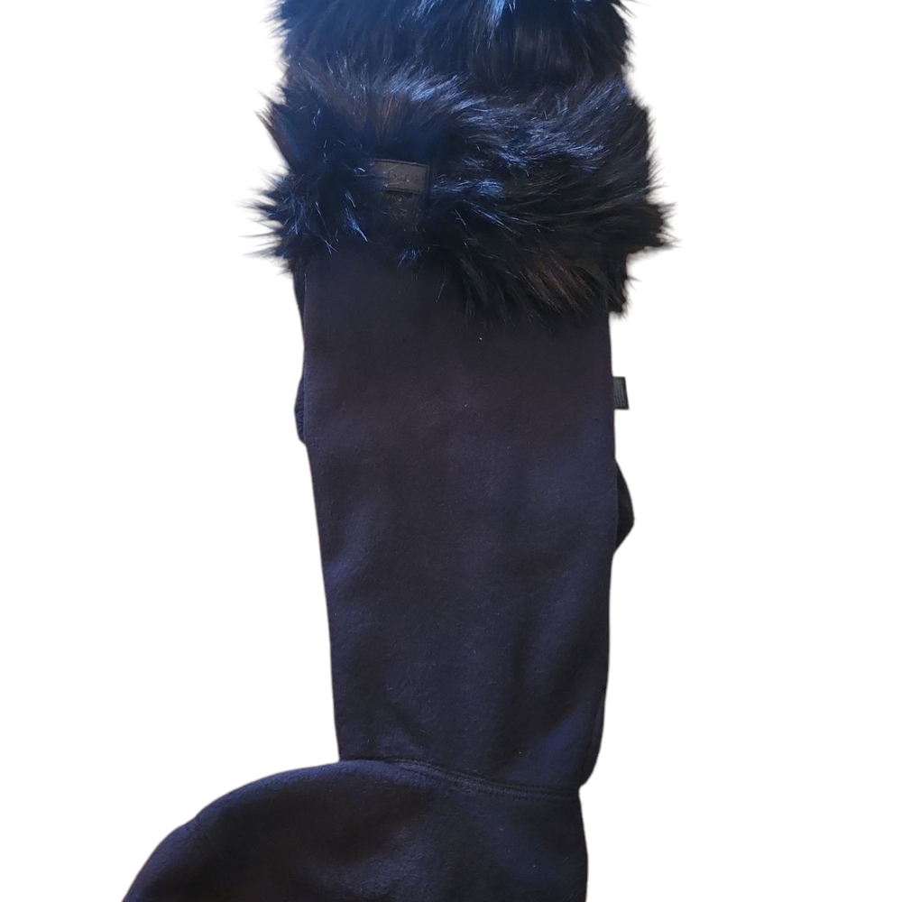 Black Faux Fur Hooded Scarf
